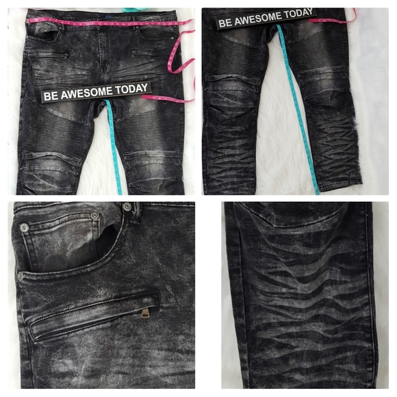 Blue Stitch Black Moto Jeans Big & Tall - Picture 4 of 8